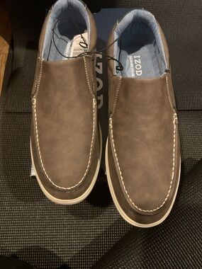 Izod Brown Slip-On Casual Loafers with White Stitching